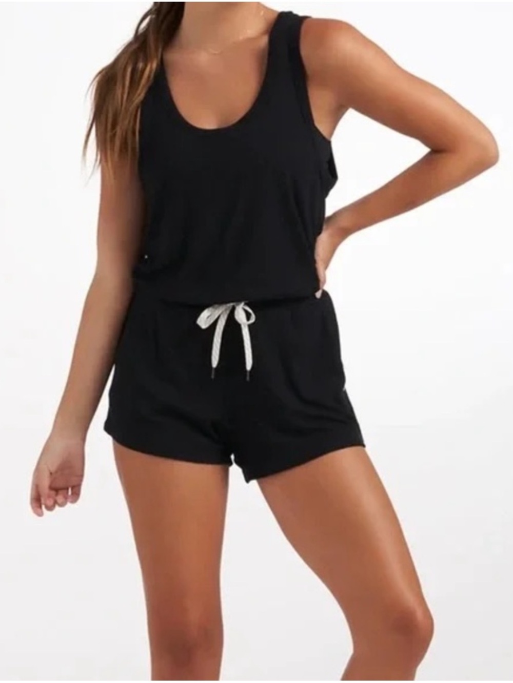 Vuori Torrey Ribbed Black Romper Sleeveless - Picture 3 of 14